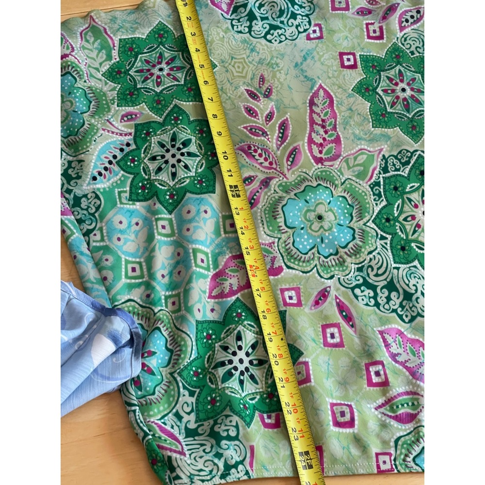 Vintage Y2K A. Byer Green Paisley Midi Skirt Size Medium Chiffon Lettuce Trim - Picture 7 of 8